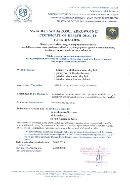 certyfikat PZH 2026-2029 naturalnie.eco